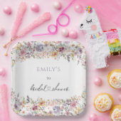 Wilde bloemen Elegante bruidsdouche Papieren bord (Feest)