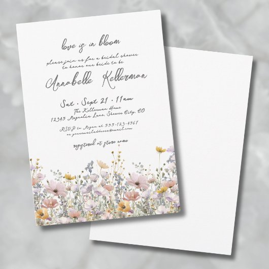 Wilde Bloemen Elegante Bruiloftsshowers Kaart