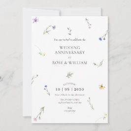 Wilde bloemen elegante huwelijksverjaardag kaart