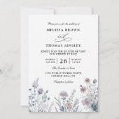 Wilde Bloemen Elegante Moderne Budget QR Code Huwe Kaart (Voorkant)
