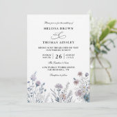 Wilde Bloemen Elegante Moderne Budget QR Code Huwe Kaart (Staand voorkant)