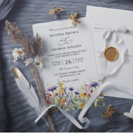 Wilde Bloemen Elegante Moderne Budget QR Code Huwe Kaart