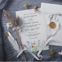Wilde Bloemen Elegante Moderne Budget QR Code Huwe Kaart