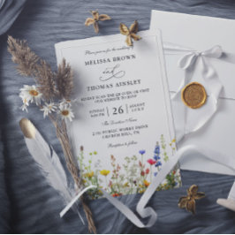 Wilde Bloemen Elegante Moderne Budget QR Code Huwe Kaart