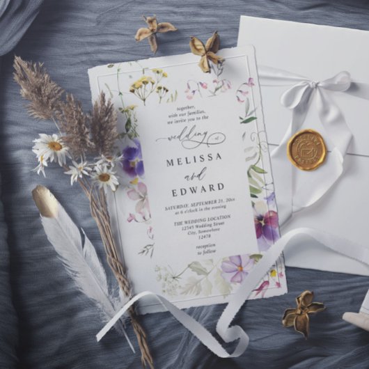 Wilde Bloemen Elegante Moderne Budget QR Code Huwe Kaart