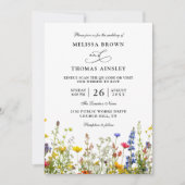 Wilde Bloemen Elegante Moderne Budget QR Code Huwe Kaart (Voorkant)