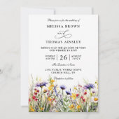Wilde Bloemen Elegante Moderne Budget QR Code Huwe Kaart (Voorkant)