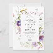 Wilde Bloemen Elegante Moderne Budget QR Code Huwe Kaart (Voorkant)