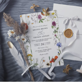 Wilde Bloemen Elegante Moderne Budget QR Code Trou Kaart