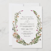 Wilde Bloemen Elegante Moderne Chic QR Code Trouwe Kaart (Voorkant)