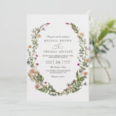Wilde Bloemen Elegante Moderne Chic QR Code Trouwe Kaart (Staand voorkant)