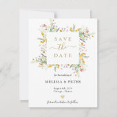 Wilde bloemen elegante trouw save the date aankondiging (Voorkant)