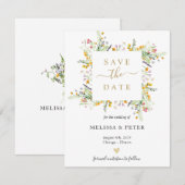 Wilde bloemen elegante trouw save the date aankondiging (Voorkant / Achterkant)