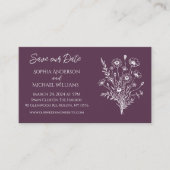 Wilde Bloemen Elegantie Trouw - Datum Besparen - Visitekaartje (Voorkant)