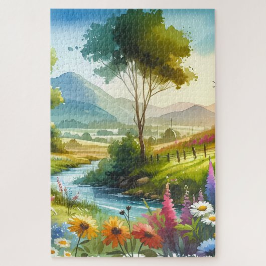 Wilde bloemen en beek in Spring Valley Legpuzzel (Verticaal)