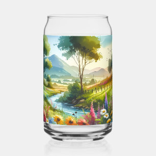 Wilde bloemen en beekjes in Spring Valley Blikvorm Glas