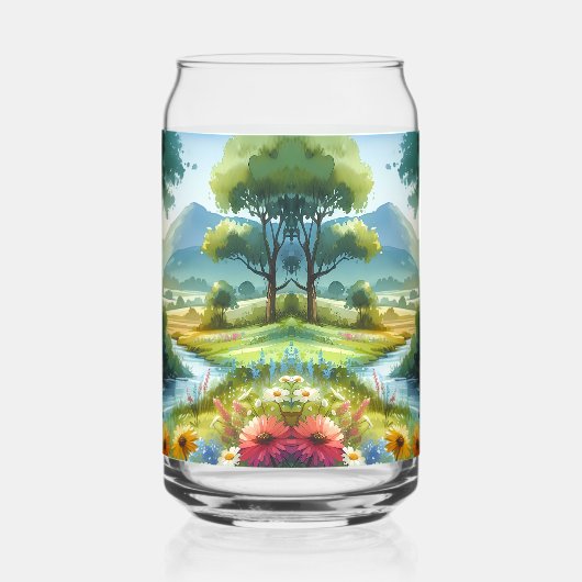 Wilde bloemen en beekjes in Spring Valley Blikvorm Glas (Rechts)