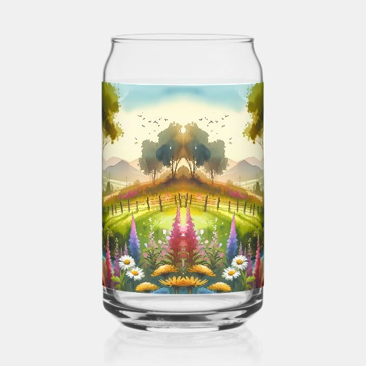 Wilde bloemen en beekjes in Spring Valley Blikvorm Glas (Links)