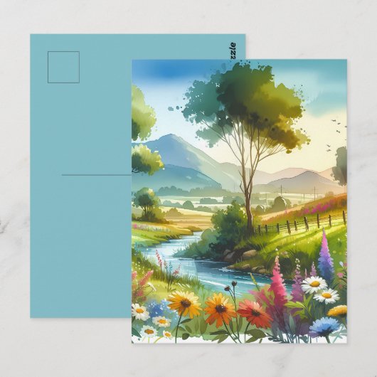 Wilde bloemen en beekjes in Spring Valley Briefkaart (Voorkant / Achterkant)