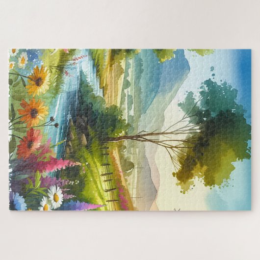 Wilde bloemen en beekjes in Spring Valley Legpuzzel (Horizontaal)