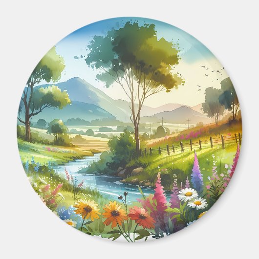 Wilde bloemen en beekjes in Spring Valley Magneet (Voorkant)