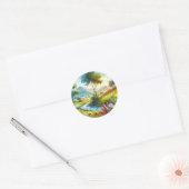 Wilde bloemen en beekjes in Spring Valley Ronde Sticker (Envelop)