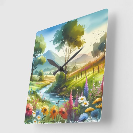 Wilde bloemen en beekjes in Spring Valley Vierkante Klok (Hoek)