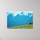 Wilde bloemen en bergen canvas afdruk (Voorkant)