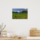 Wilde bloemen en bergen poster (Keuken)