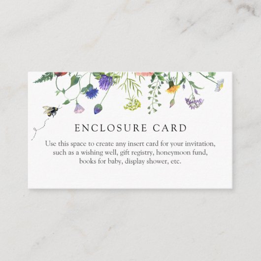 Wilde bloemen en bij shower envelop kaart (Voorkant)