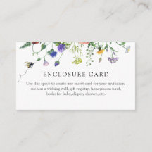 Wilde bloemen en bij shower envelop kaart