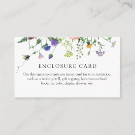 Wilde bloemen en bij shower envelop kaart