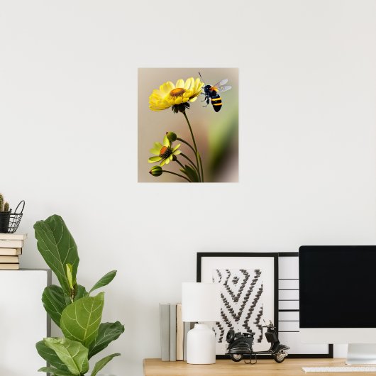 Wilde bloemen en bijen - Art Print (Thuiskantoor)