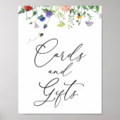 Wilde Bloemen en Bijen Kaarten en Cadeaus Bord Poster (Voorkant)