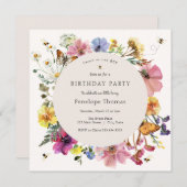 Wilde bloemen en bijen Kleine Honingdag Kaart (Voorkant / Achterkant)