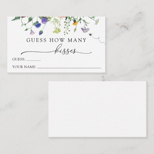 Wilde bloemen en bijen raden hoeveel kussen er zij informatiekaartje (Voorkant / Achterkant)