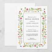 Wilde bloemen en bijen Uitnodiging voor de douche  (Voorkant / Achterkant)