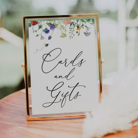 Wilde bloemen en bijenkaarten en steuntstiften poster