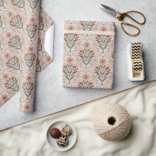 Wilde Bloemen En Bladeren Naadloos Patroon Cadeaupapier