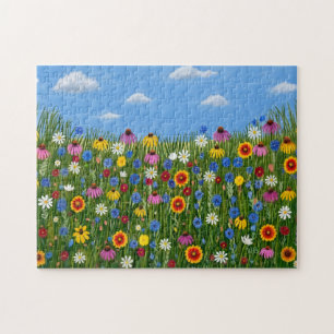 Wilde bloemen en blauwe luchten legpuzzel