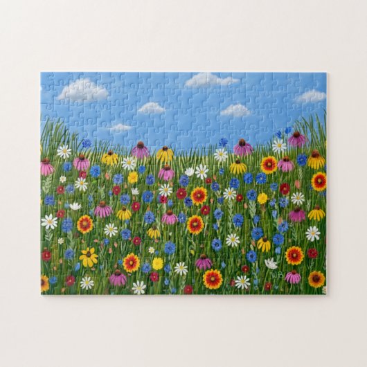Wilde bloemen en blauwe luchten legpuzzel (Horizontaal)