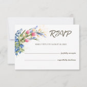 Wilde Bloemen en Blauwebes Rustieke Trouw RSVP Kaa (Voorkant)