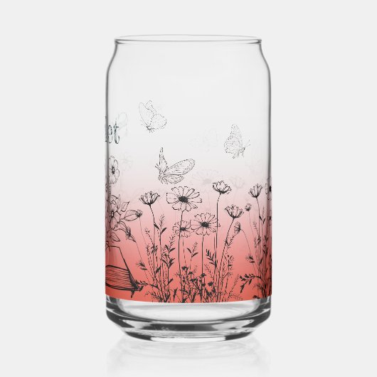 Wilde bloemen en Butterflies Blikvorm Glas (Achterkant)