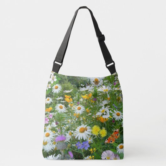 Wilde bloemen en Butterflies Crossbody Tas (Voorkant)