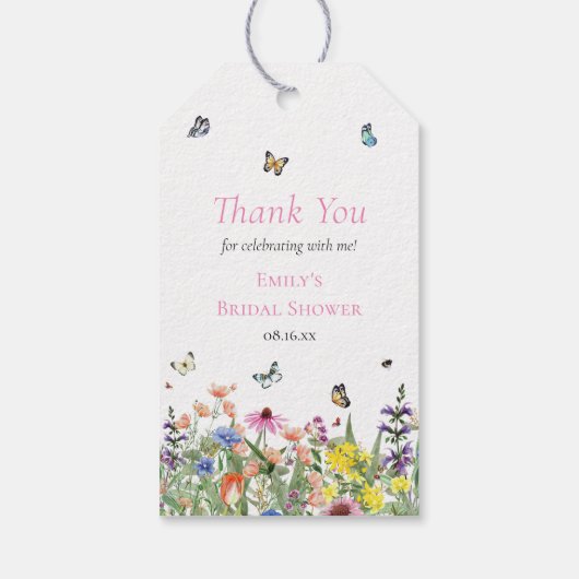 Wilde bloemen en Butterflies Hartelijk dank Cadeaulabel (Achterkant)