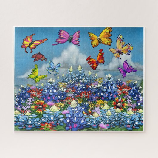 Wilde bloemen en Butterflies Legpuzzel (Horizontaal)