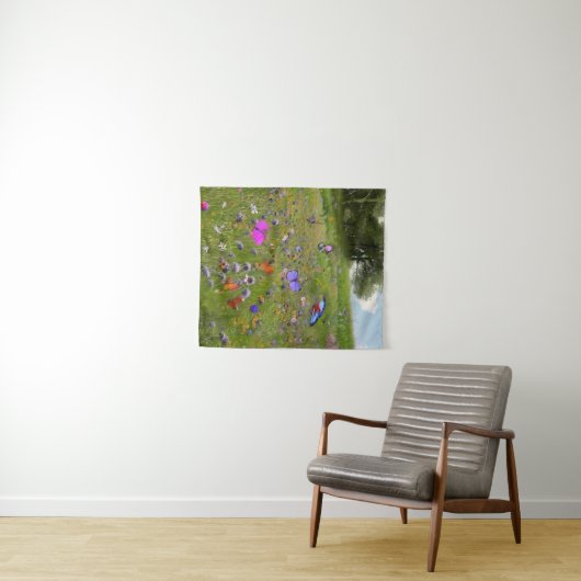 Wilde bloemen en Butterflies Wandkleed (In Situ (horizontaal))