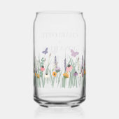 Wilde bloemen en Butterflies Wedding Blikvorm Glas (Achterkant)