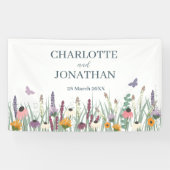 Wilde bloemen en Butterflies Wedding Spandoek (Horizontaal)