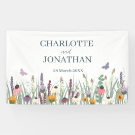 Wilde bloemen en Butterflies Wedding Spandoek